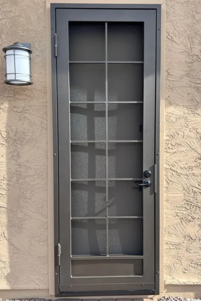 Window Pane Design - Single Steel Security Screen Door with Lock and Handle - Steel Advantage - Phoenix, AZ