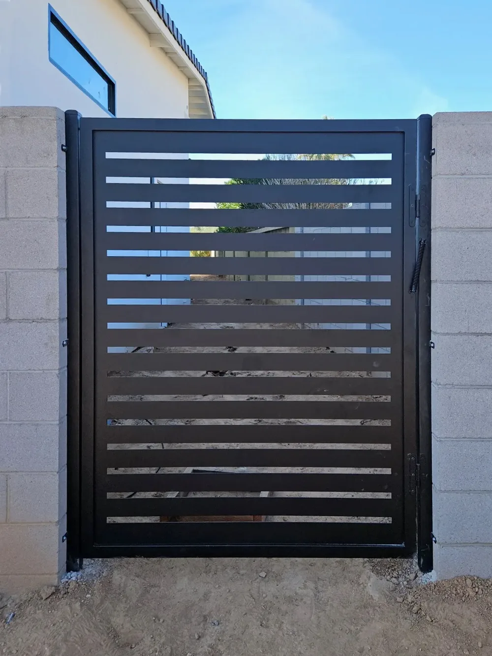 modern horizontal slat security gate